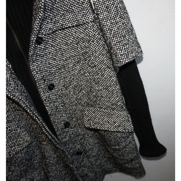 Zara Basic Textured Tweed Layered Full Zip Jacket Black Marled Knit Small H12038 - Picture 7 of 13